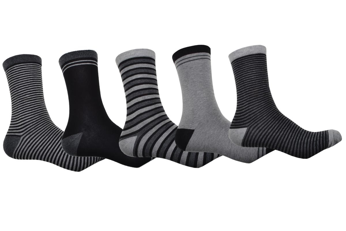 Multi Stripe Sock in Light Grey and Denim